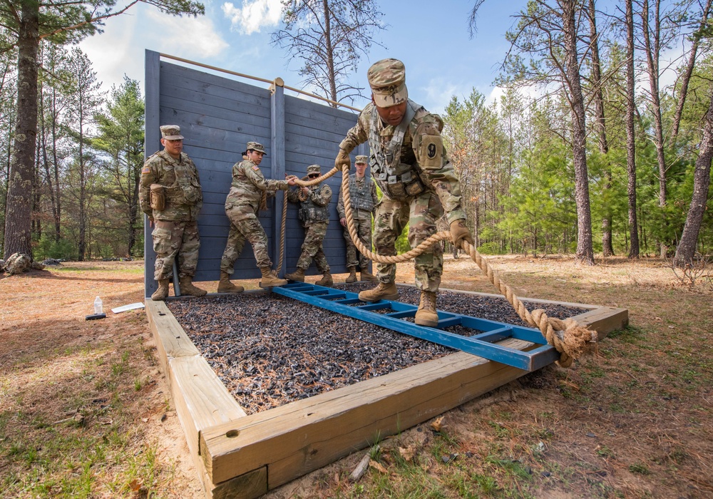 Soldiers of B Co, 1-334 Regiment complete Leadership Reaction Course at Fort McCoy, Wisconsin