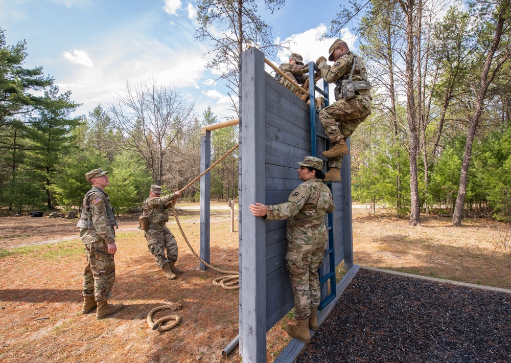 Soldiers of B Co, 1-334 Regiment complete Leadership Reaction Course at Fort McCoy, Wisconsin