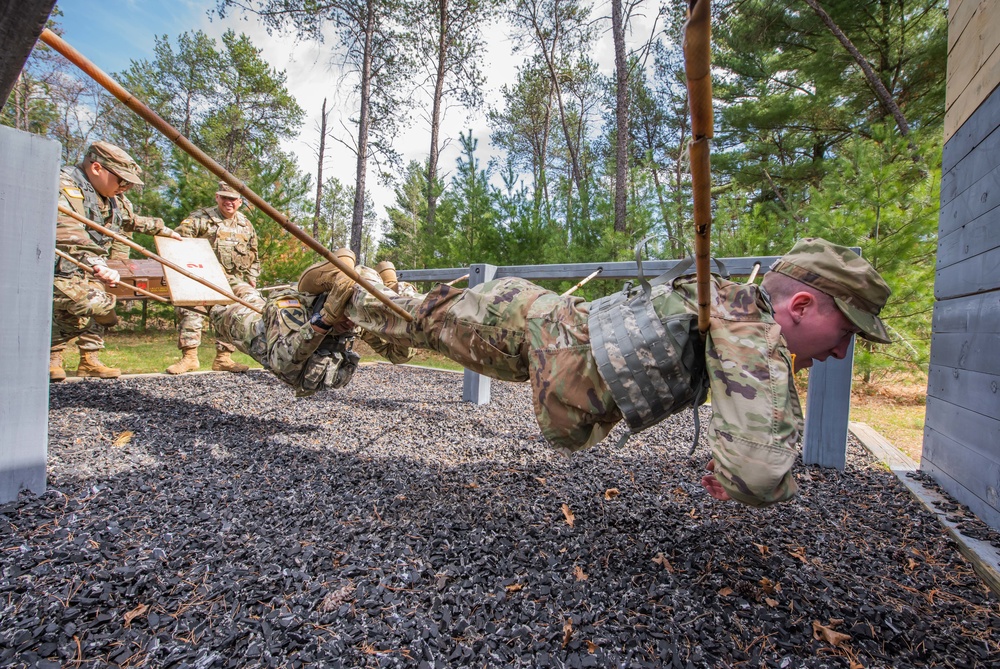 Soldiers of B Co, 1-334 Regiment complete Leadership Reaction Course at Fort McCoy, Wisconsin