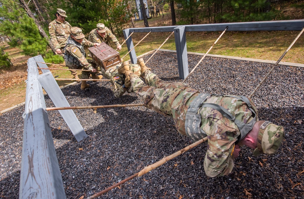 Soldiers of B Co, 1-334 Regiment complete Leadership Reaction Course at Fort McCoy, Wisconsin