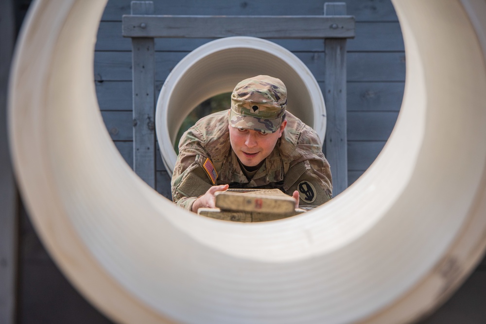 Soldiers of B Co, 1-334 Regiment complete Leadership Reaction Course at Fort McCoy, Wisconsin