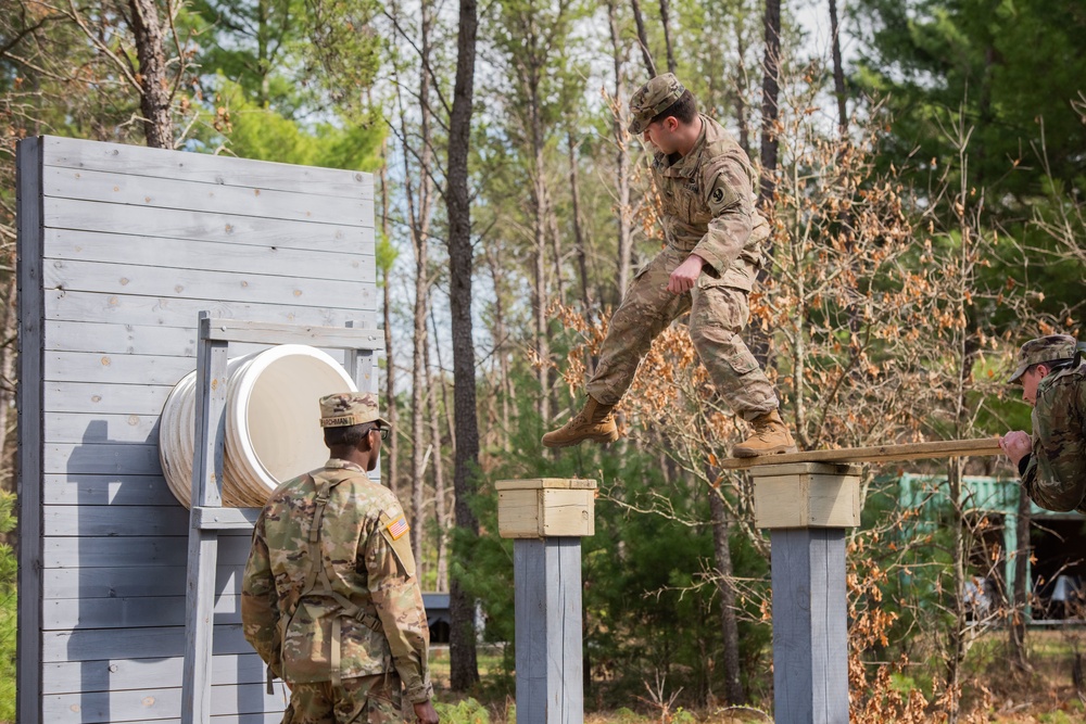 Soldiers of B Co, 1-334 Regiment complete Leadership Reaction Course at Fort McCoy, Wisconsin