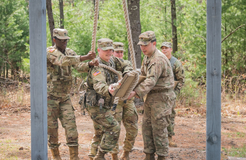 Soldiers of B Co, 1-334 Regiment complete Leadership Reaction Course at Fort McCoy, Wisconsin