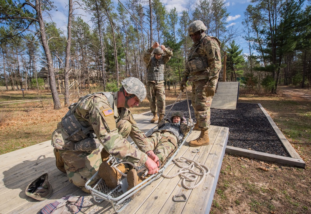 Soldiers of B Co, 1-334 Regiment complete Leadership Reaction Course at Fort McCoy, Wisconsin