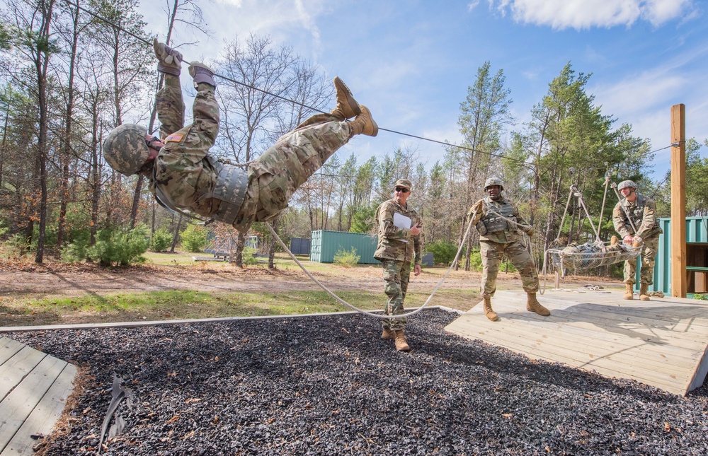 Soldiers of B Co, 1-334 Regiment complete Leadership Reaction Course at Fort McCoy, Wisconsin