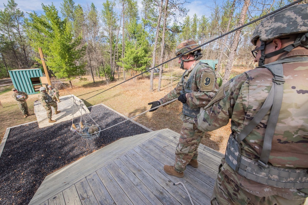 Soldiers of B Co, 1-334 Regiment complete Leadership Reaction Course at Fort McCoy, Wisconsin