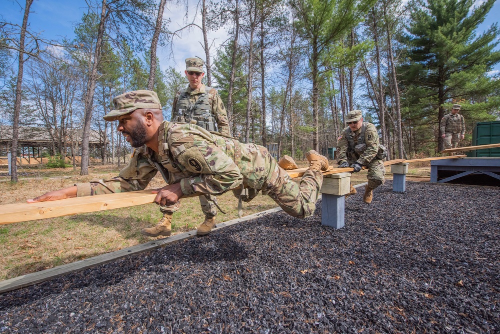 Soldiers of B Co, 1-334 Regiment complete Leadership Reaction Course at Fort McCoy, Wisconsin