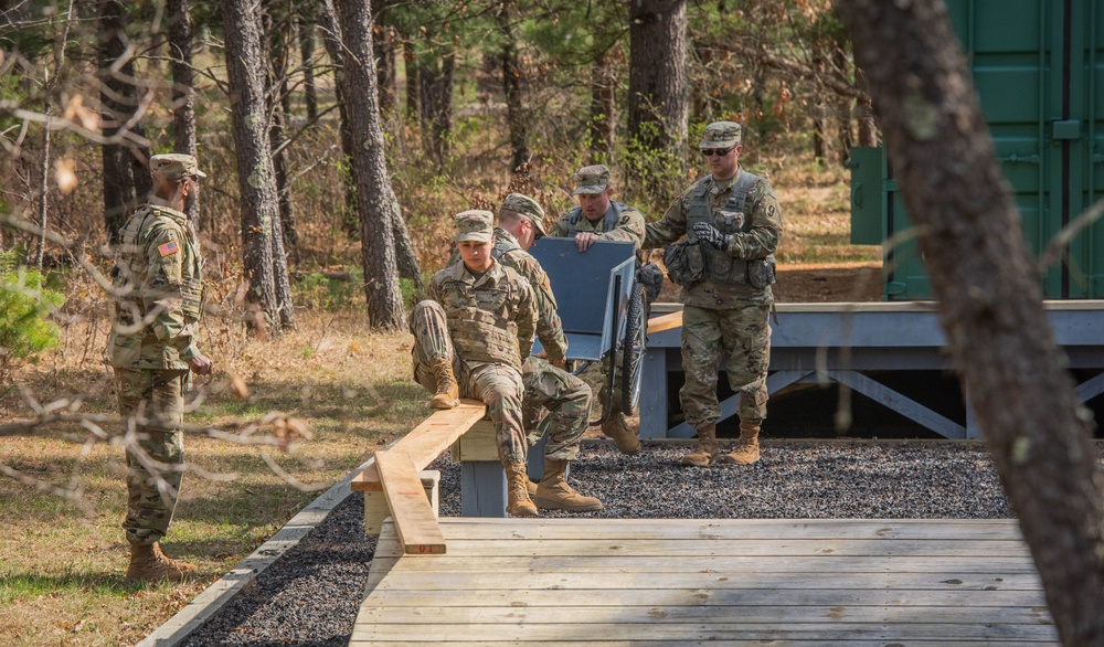 Soldiers of B Co, 1-334 Regiment complete Leadership Reaction Course at Fort McCoy, Wisconsin