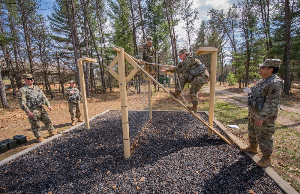 Soldiers of B Co, 1-334 Regiment complete Leadership Reaction Course at Fort McCoy, Wisconsin