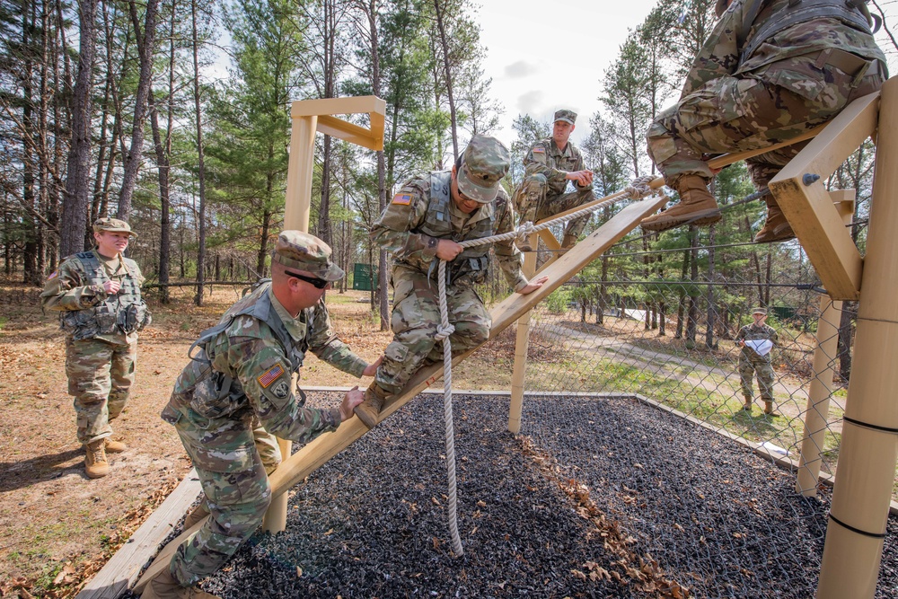 Soldiers of B Co, 1-334 Regiment complete Leadership Reaction Course at Fort McCoy, Wisconsin