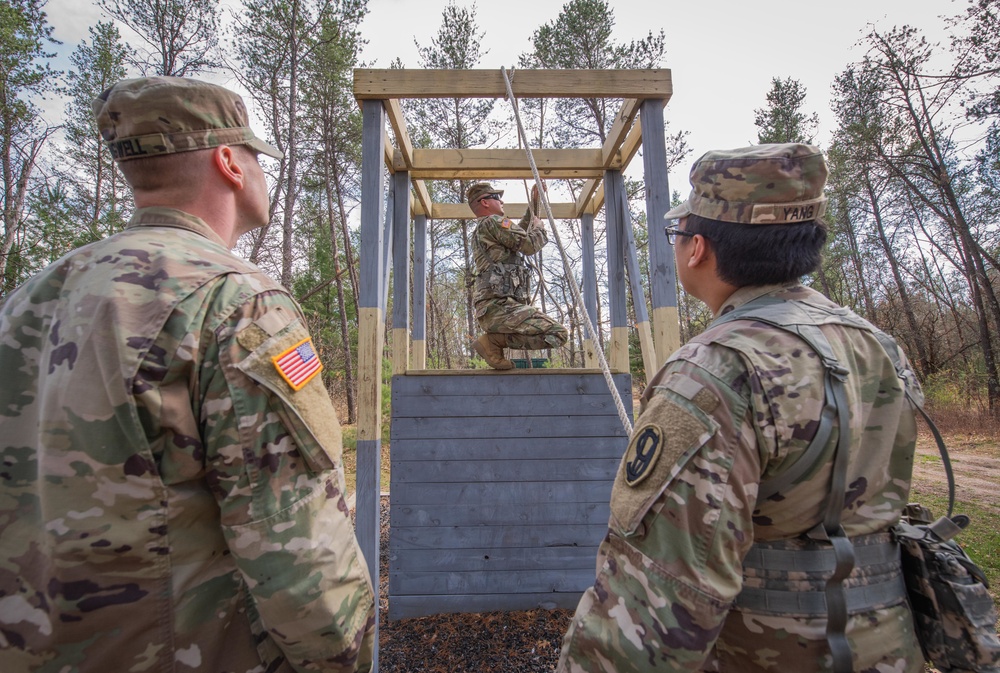 Soldiers of B Co, 1-334 Regiment complete Leadership Reaction Course at Fort McCoy, Wisconsin