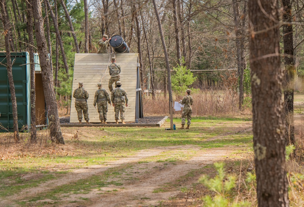 Soldiers of B Co, 1-334 Regiment complete Leadership Reaction Course at Fort McCoy, Wisconsin