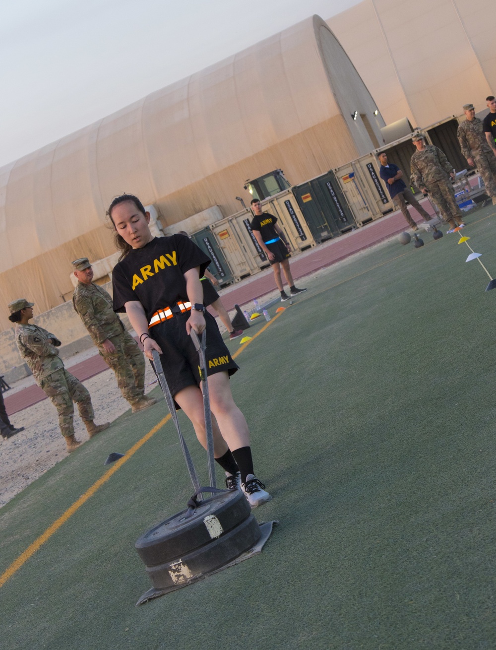 Task Force Spartan Best Warrior Competition 2021, Soldier participates in Sprint-Drag-Carry