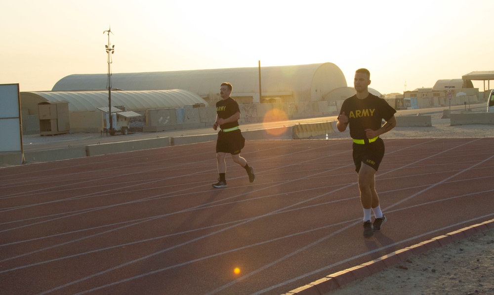 U.S. Army Soldiers compete in Task Force Spartan Best Warrior Competition 2021 ACFT 2-Mile run