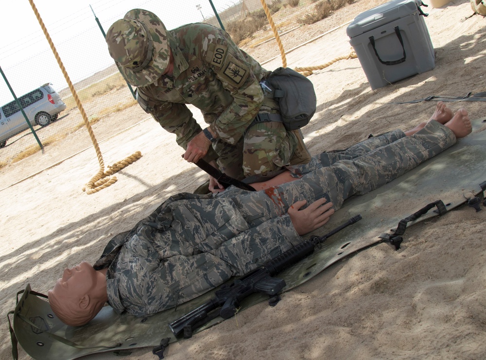 U.S. Army Soldiers participate in Task Force Spartan Best Warrior Competition Warrior Task lanes