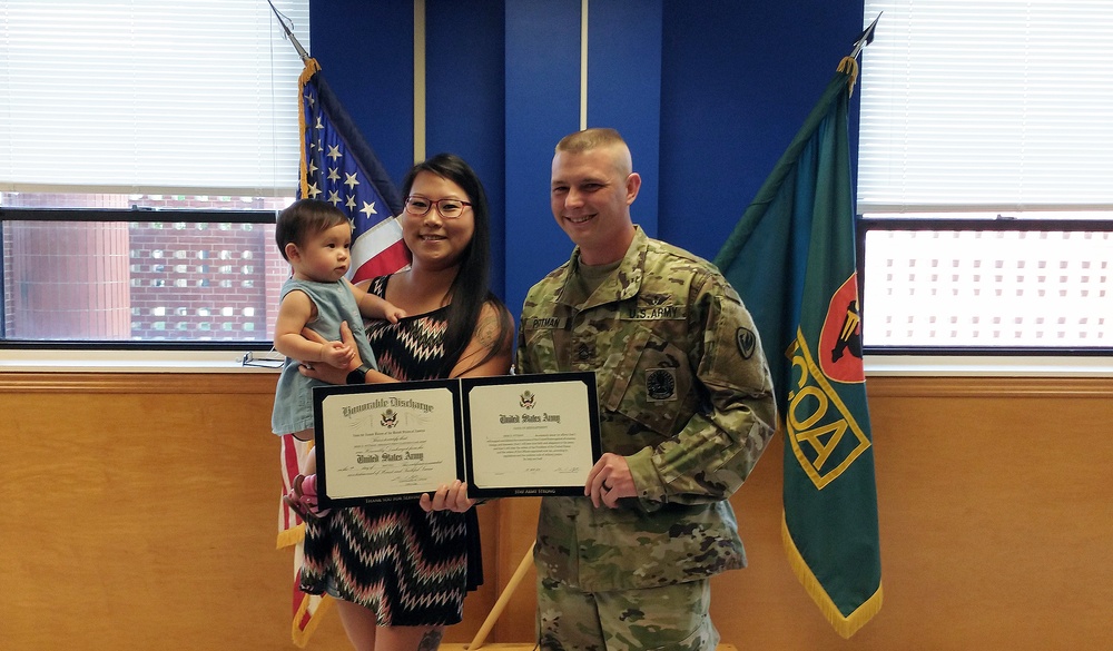 NCOA Instructor Sgt. 1st Class Erek D. Pittman Reenlists for Indefinite Service