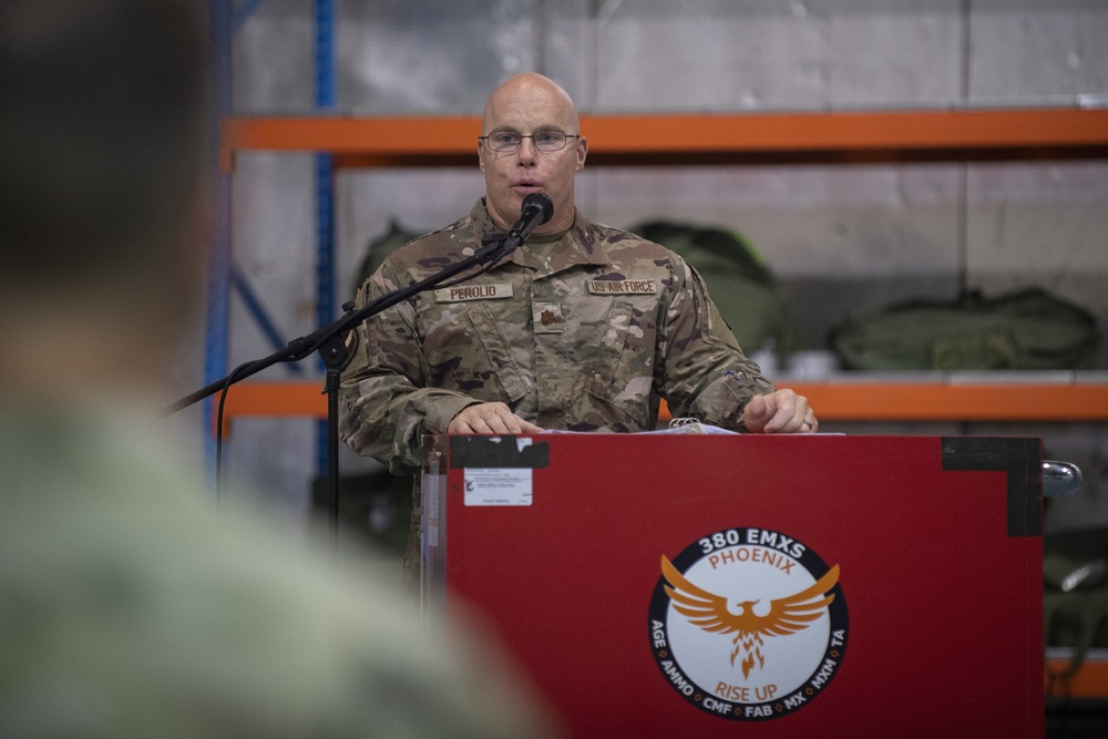 380th Expeditionary Maintenance Squadron Squadron Change of Command Ceremony