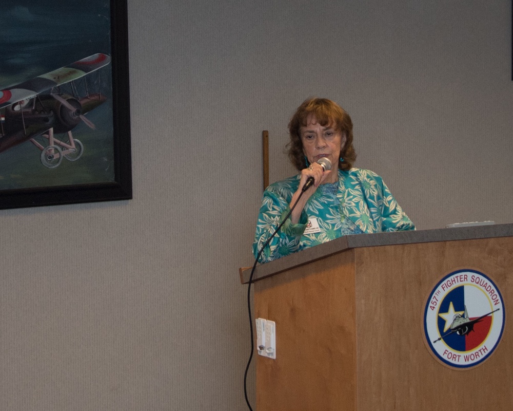 Ms. Maritta Sumner speaks about the Tenth Air Force Power and Vigilance Award