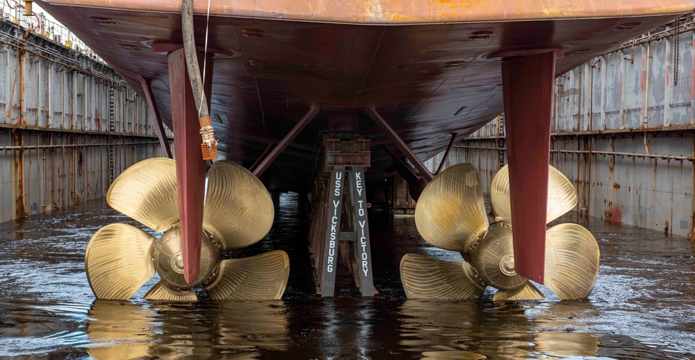 USS Vicksburg Dry Dock Flooding