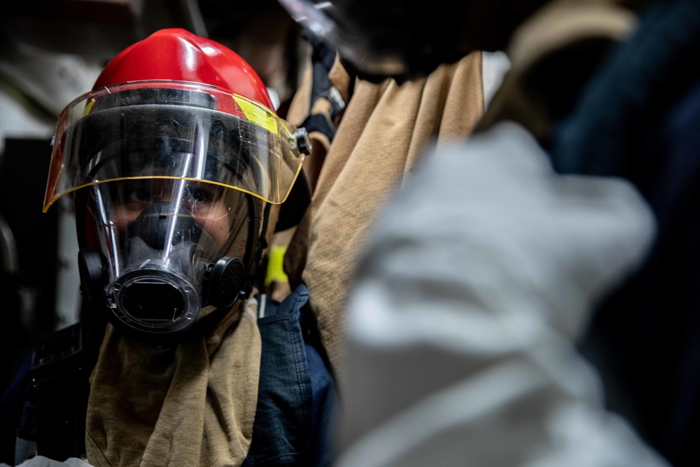 USS Curtis Wilbur Fire Drill