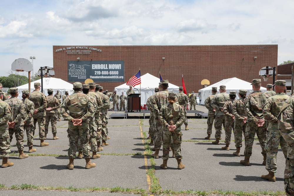 Awards ceremony for Soldiers and Airman who served at the FEMA Gary Community Vaccination Clinic