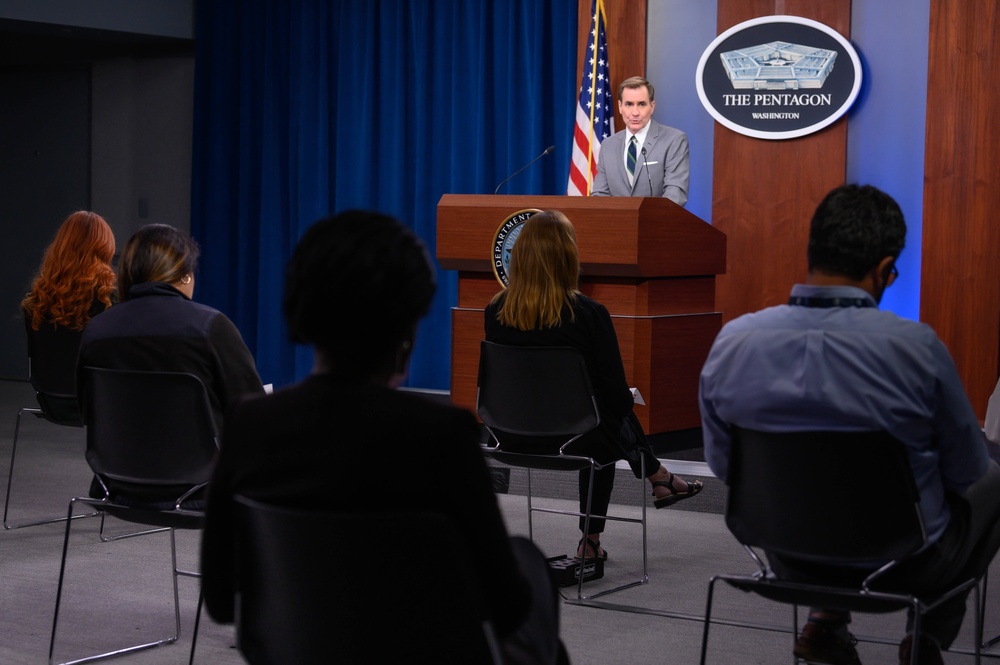 Pentagon Press Secretary John F. Kirby briefs the press