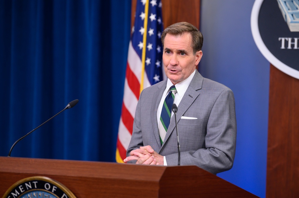 Pentagon Press Secretary John F. Kirby briefs the press