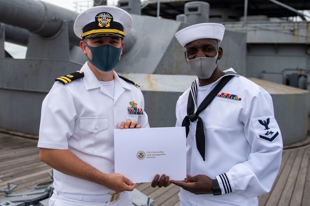 Naturalization Ceremony Aboard the Japanese Memorial Ship Mikasa