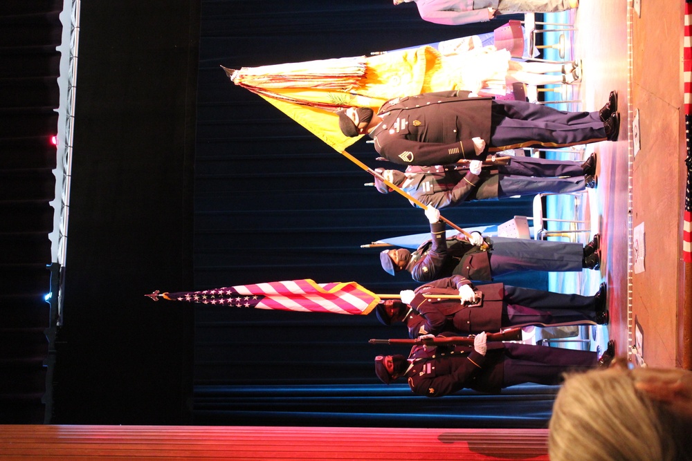 Fort Stewart color guard present colors at 2021 Memorial Day observance