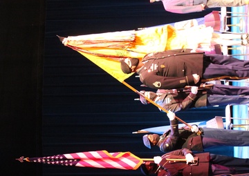 Fort Stewart color guard present colors at 2021 Memorial Day observance