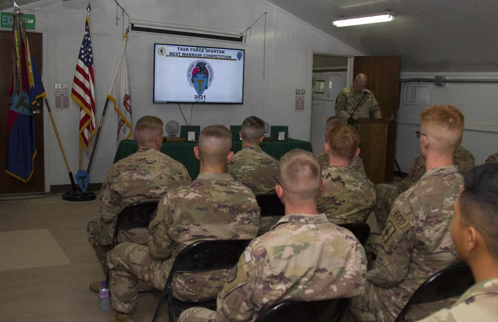 U.S. Army Soldiers attend Task Force Spartan Best Warrior Competition 2021 award ceremony