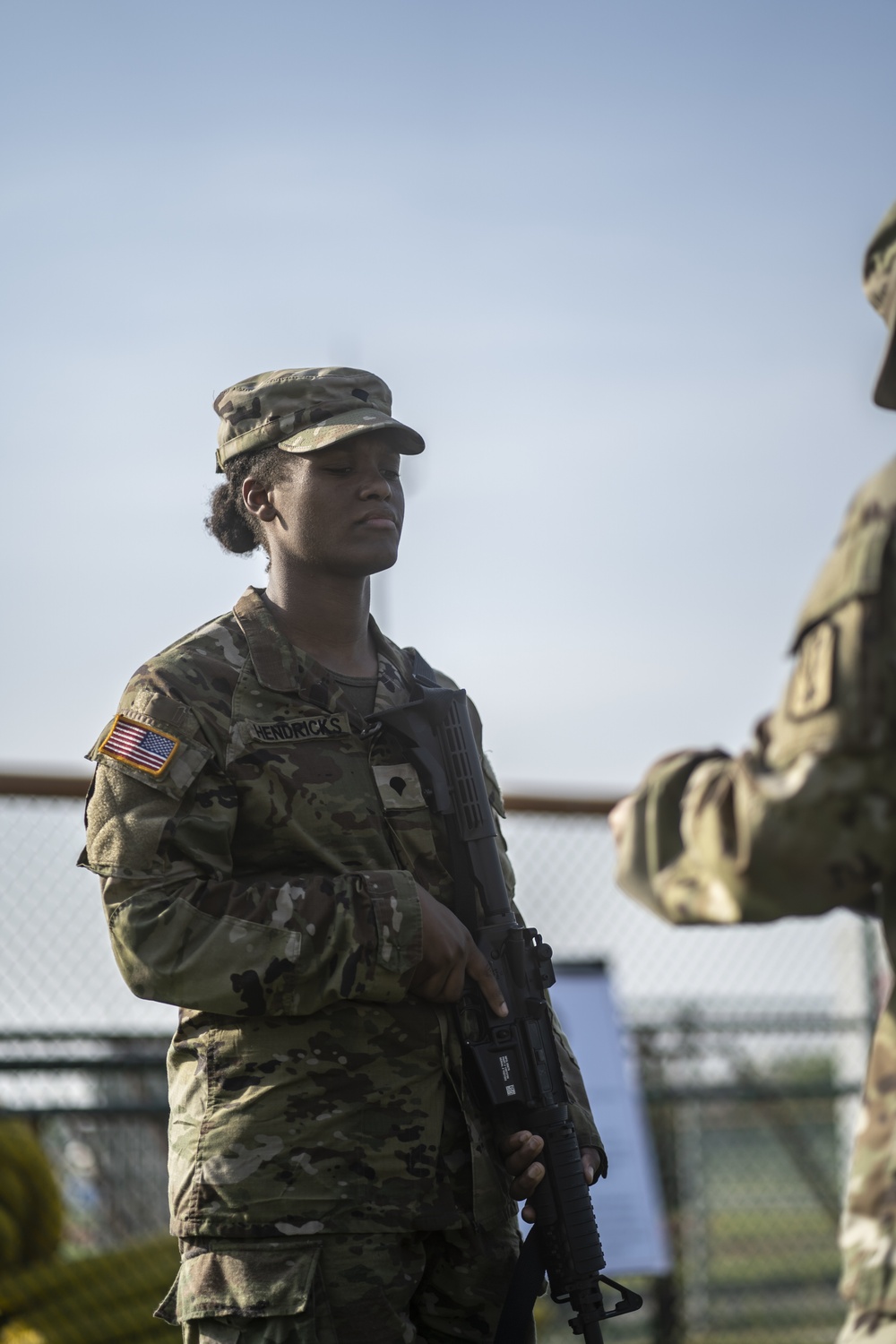 USARPAC BWC 2021: South Korea, Spc. Brooke Hendricks, a United States Army Japan soldier, completes a weapons check on an M4 carbine