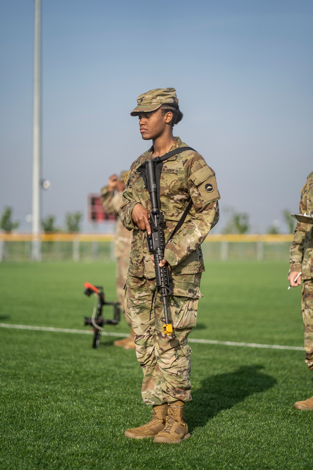 USARPAC BWC 2021: South Korea, Spc. Brooke Hendricks, a United States Army Japan soldier, waits to conduct a weapons check on an M4 carbine