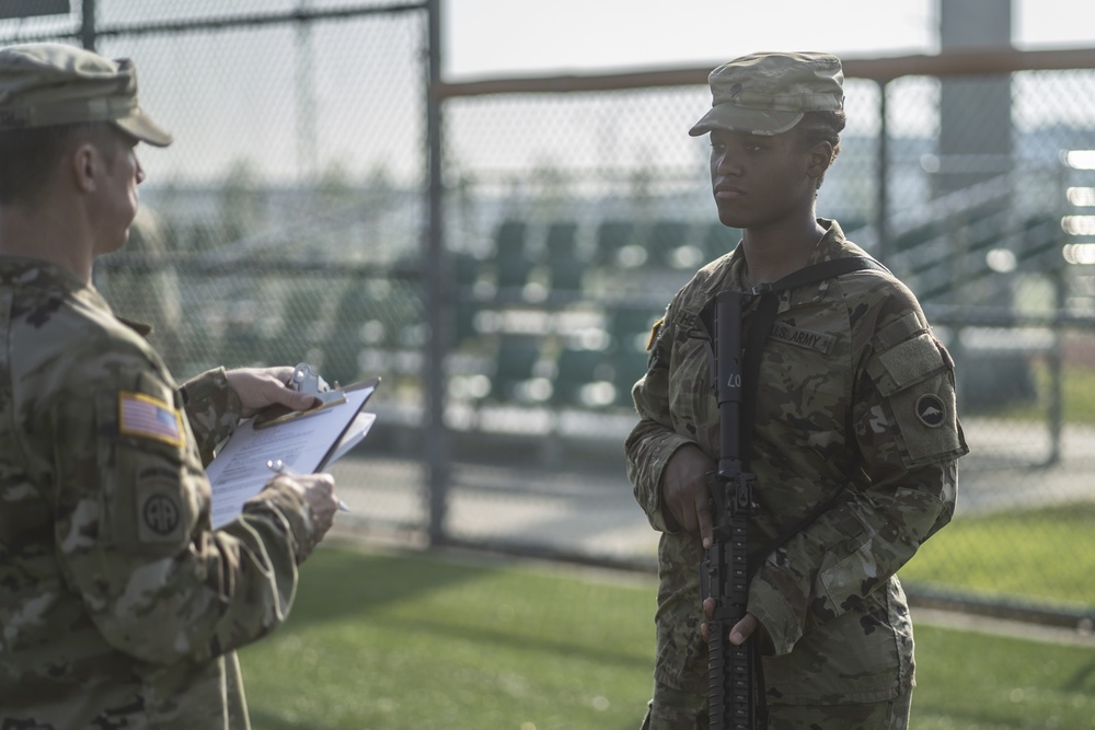 USARPAC BWC 2021: South Korea, Spc. Brooke Hendricks, a United States Army Japan soldier, completes a weapons check on an M4 carbine