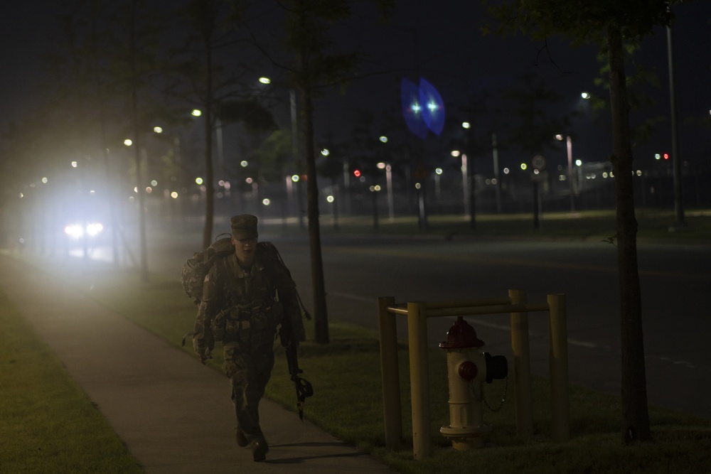 USARPAC BWC 2021: South Korea, Spc. Uriel Trejo, a 94th Army Air and Missile Defense Command soldier, competes in a 13 mile foot march