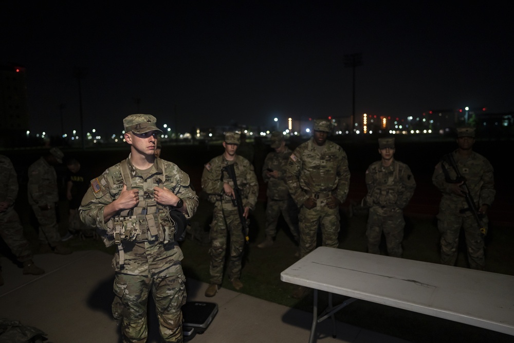 USARPAC BWC 2021: South Korea, Sgt. Steven Levesque, an Eighth Army soldier, gets briefed on 13 mile foot march for USARPAC BWC