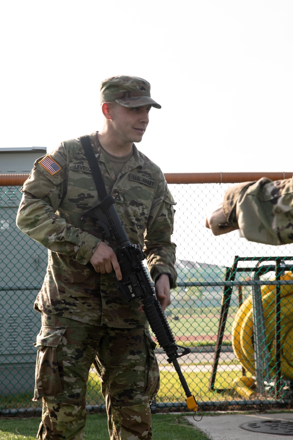 USARPAC BWC 2021: South Korea, Sgt. Steven Levesque, an 8th Army soldier, conducts a weapons check on an M4 carbine