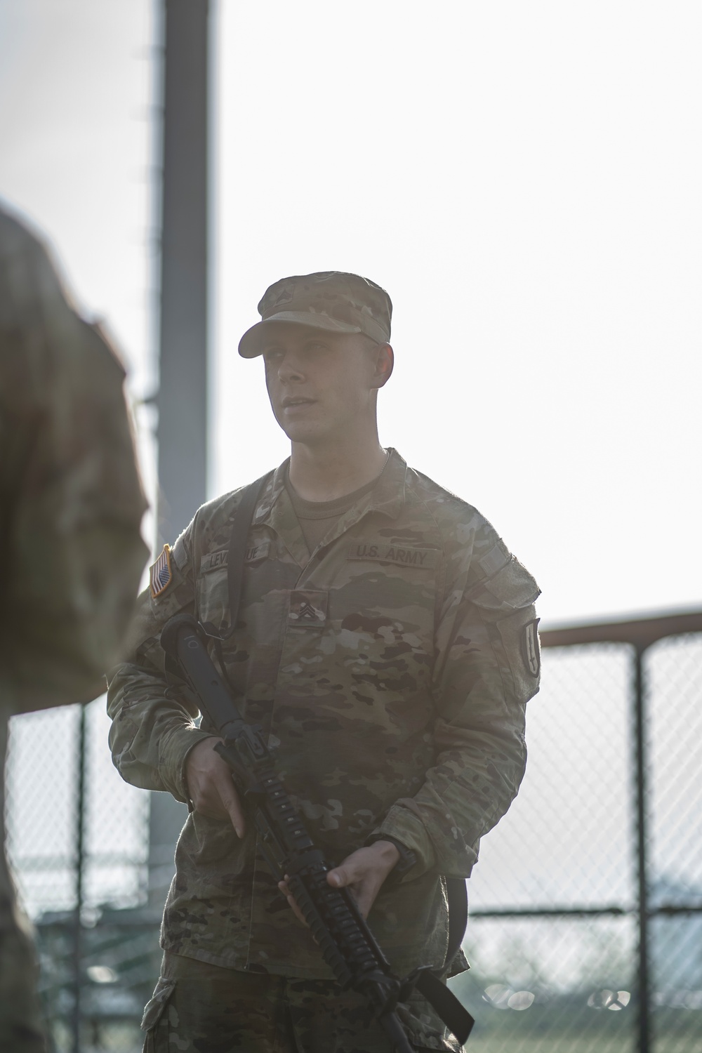 USARPAC BWC 2021: South Korea, Sgt. Steven Levesque, an Eighth Army soldier, conducts a weapons check on an M4 carbine