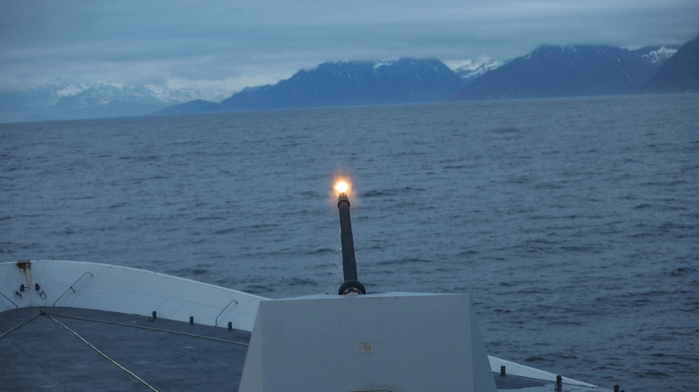 HMoNS Fridtjof Nansen (F310) conducts live-fire exercise