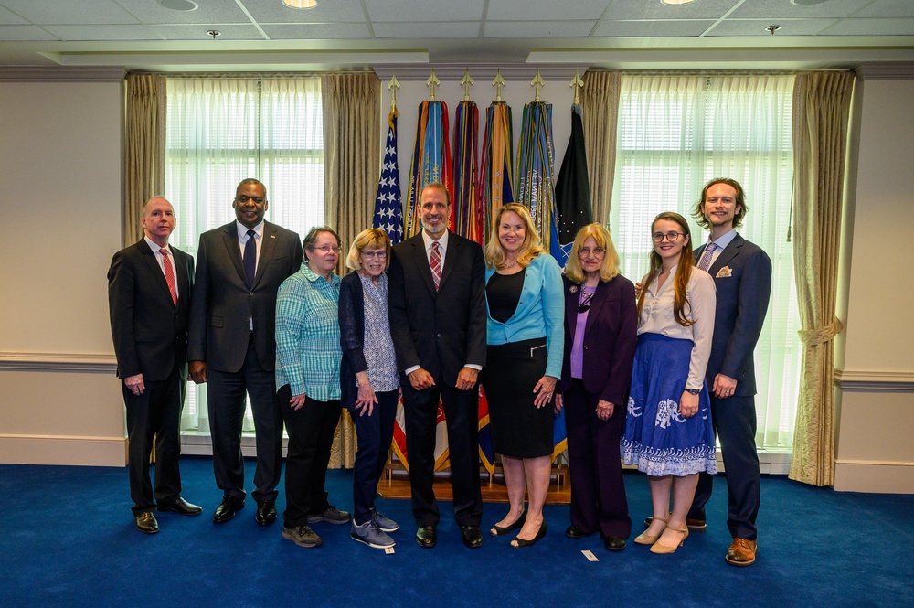 Secretary of Defense Lloyd J. Austin III swears in Under Secretary of Defense for Comptroller Michael McCord