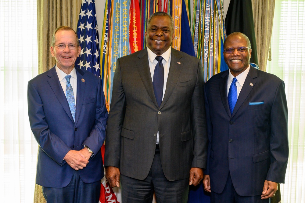 Secretary of Defense Lloyd J. Austin III swears in Under Secretary of Defense for Intelligence and Security Ronald Moultrie