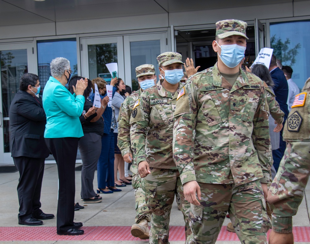 Illinois National Guard troops thanked for work at Tinley Park Mass Vaccination Site