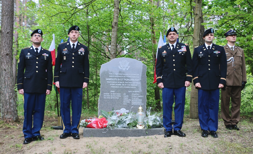 US and Polish Soldiers gather to honor the “Popcorn Fort” aircrew’s memory
