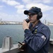 USS Gabrielle Giffords (LCS 10) Sailor stands watch