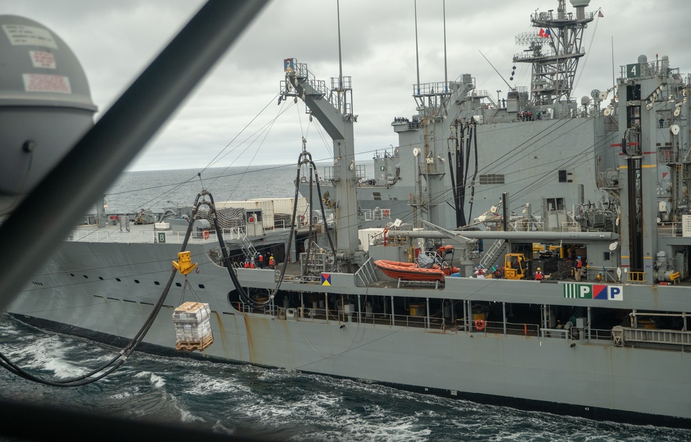 USS Essex (LHD 2) Conducts replenishment-at-sea