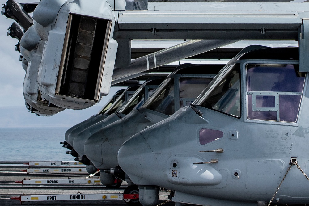 US Marines and Sailors conduct operations aboard USS Essex