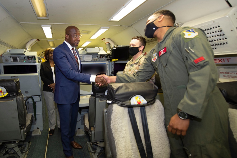 Sen. Warnock visits JSTARS at Robins Air Force Base