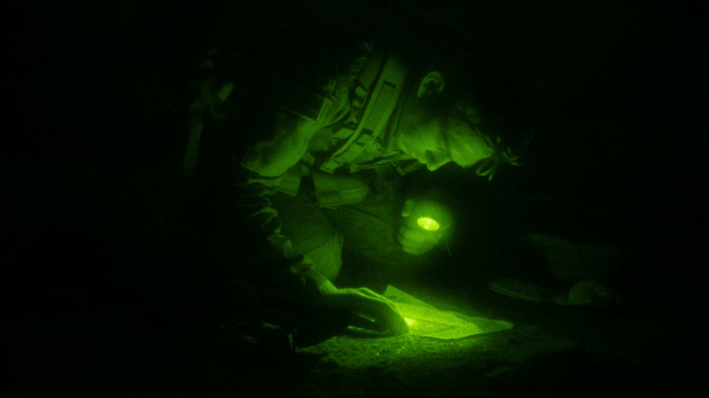 USARPAC BWC 2021: South Korea, 311th Theater Tactical Signal Brigade, Pfc. Kyle Kingman conducts night Land Navigation