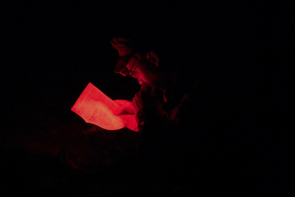 USARPAC BWC 2021: South Korea, 94th Army Air and Missile Defense Command, Spc. Uriel Trejo conducts night Land Navigation