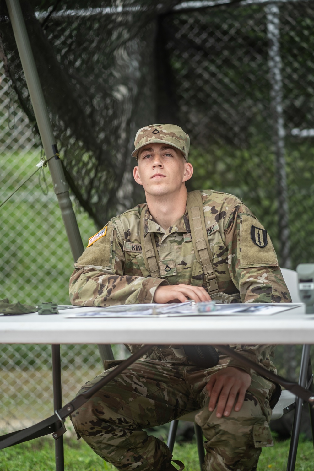 USARPAC BWC 2021: South Korea, 311th Theater Tactical Signal Brigade, Pfc. Kyle Kingman completed plotting points on a map